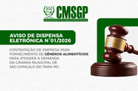 Aviso de Dispensa Eletrônica N°01/2026 para contratação empresa para o  fornecimento de gêneros alimentícios.