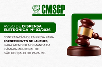 Aviso de Dispensa Eletrônica N°03/2026 para contratação empresa para o fornecimento de Lanches