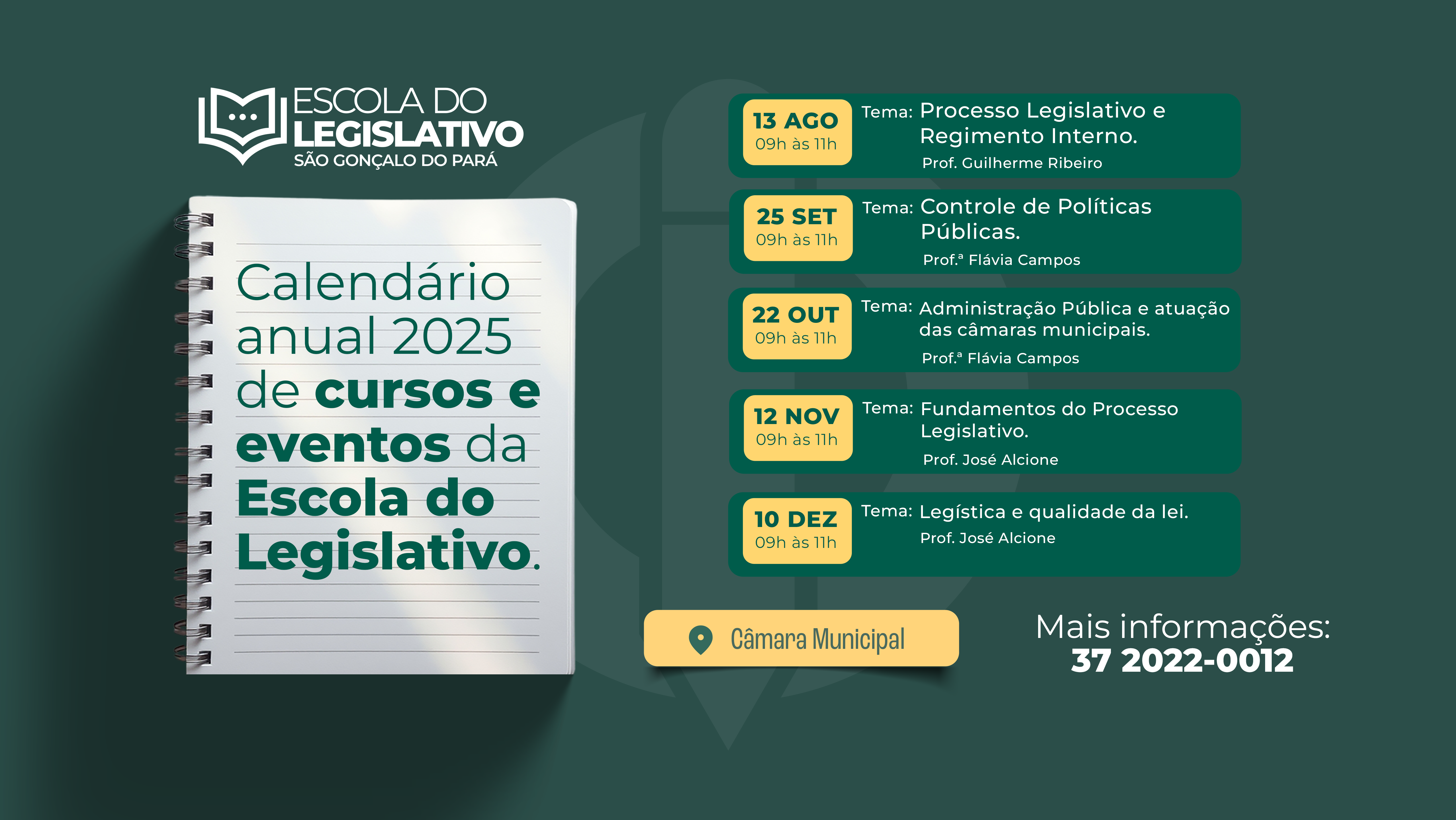 Escola do Legislativo divulga calendário de cursos e eventos para 2025